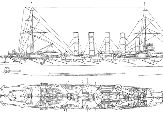 Корабль Россия - Askold [Protected Cruiser] (1900) - чертежи, габариты, рисунки